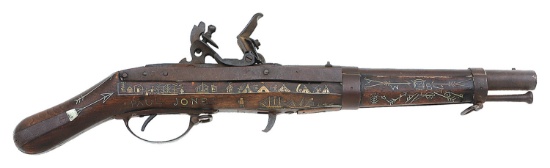 Interesting Hall Model 1819 Flintlock Rifle Cut Down To Pistol With Folky Inlays
