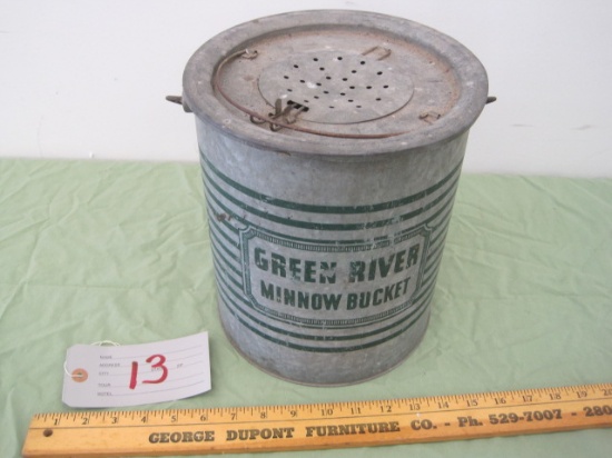 Galvanized Green River Minnow Bucket