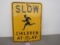 Stamped Steel Children at Play Sign