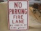 Stamped Steel No Parking Fire Lane Sign