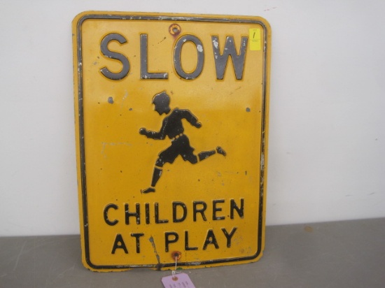Stamped Steel Children at Play Sign