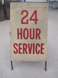 Stamped Tin 24 Hour Curb Sign