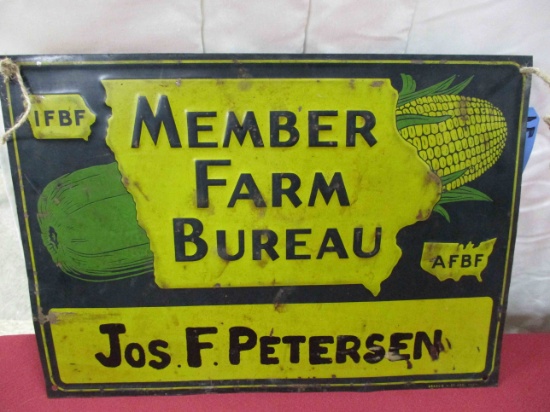 Stamped Tin Farm Bureau Sign