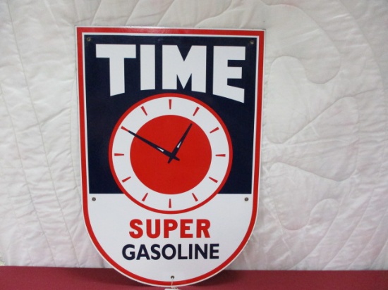 Porcelain Time Super Gasoline Sign