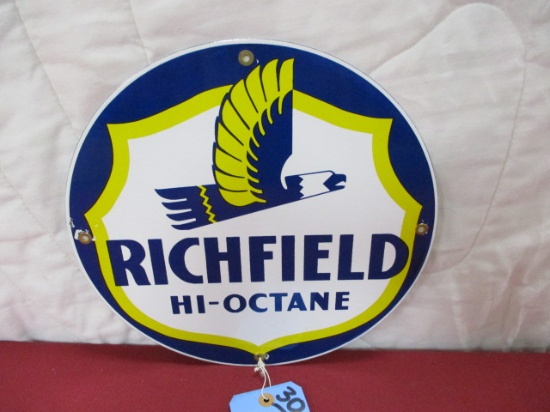 Porcelain Richfield Hi-Octane Pump Plaque