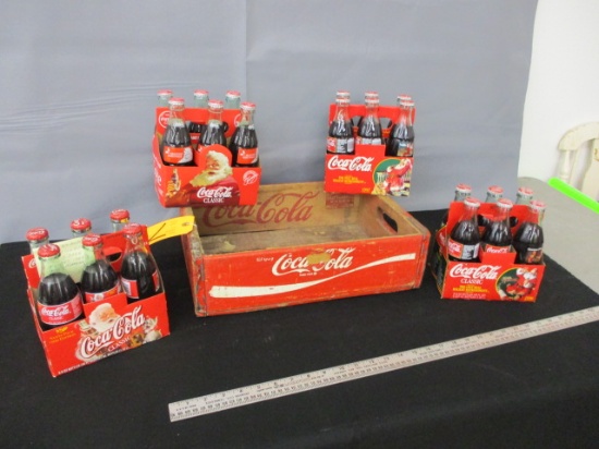 Wood Coca-Cola Case & 8 Oz. Holiday Bottles