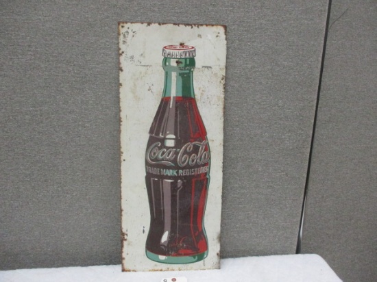 TIN PAINTED COCA COLA BOTTLE SIGN