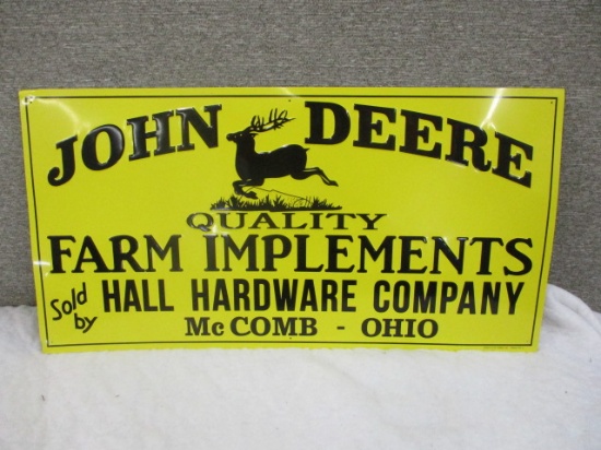 STAMPED TIN JOHN DEERE IMPLEMENT SIGN