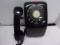 WALL MOUNT ROTARY PHONE (BLACK) W/ SLOPED BOTTOM