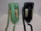 PAIR OF WALL MOUNT ROTARY PHONES (MINT & BLACK)