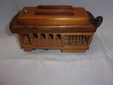 WOODEN TROLLEY CAR  NOVELTY PHONE