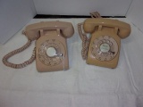 PAIR OF BEIGE ROTARY PHONES