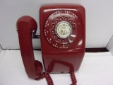 WALL MOUNT ROTARY PHONE (RED) W/ SLOPED BOTTOM)