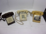 (3) DESK PHONES : BROWN, OFF WHITE & YELLOW