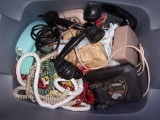 TOTE OF MISC. CORD SETS AND  PHONE PARTS