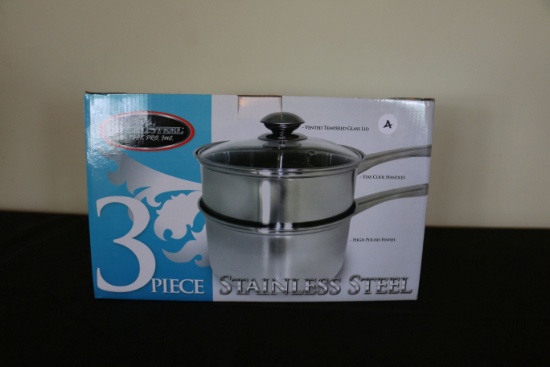 3 PIECE STAINLESS STEEL DOUBLE BOILER