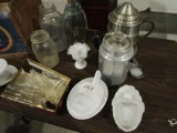 Jars, Fenton Vase, Milk Glass, ETC.
