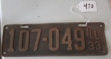 1 - 1933 IL Plate