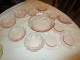 11 Pieces of Pink Depression Glass