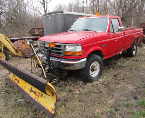 1995 FORD F-250, 4X4, PLOW, TRUCK STARTS BUT IS IN VERY POOR MECHANICAL CONDITION PLOW IS INOPERABLE