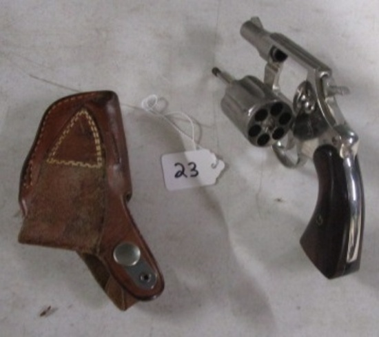 COLT DETECTIVE SPECIAL 38 REVOLVER, NICKEL, WITH HOLSTER