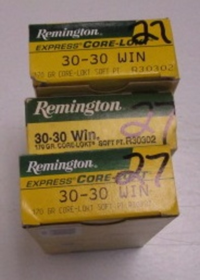 3 BOXES OF 3030 WIN AMMUNITION, MUST HAVE VALID FOID TO BID