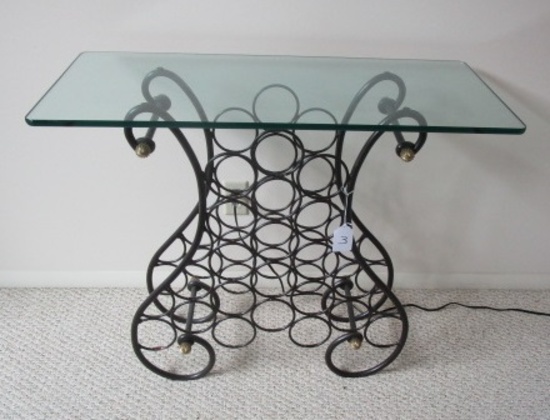 WINE RACK TABLE WITH GLASS TOP