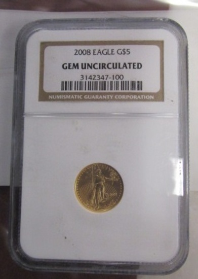2008 GOLD EAGLE $5.00 COIN IN UNCIRCULATED CONDITION