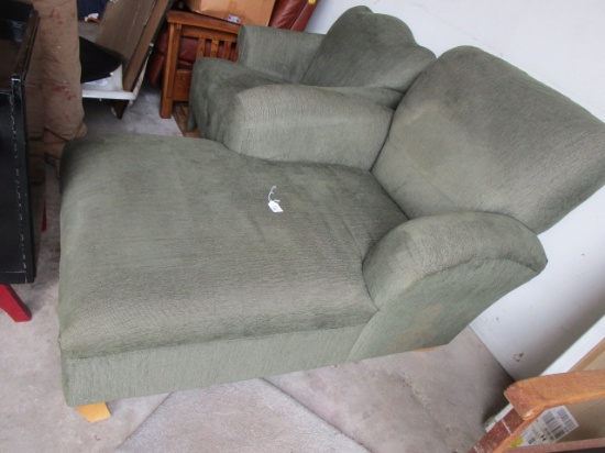 GREEN CHAIR, STAIN ON SIDE, SEE PHOTO, MATCHES LOT 17