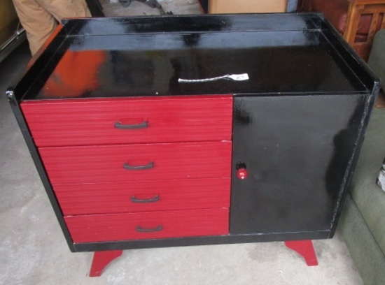 .Cabinet. Picked up while stationed in The Netherlands. Painted red and black