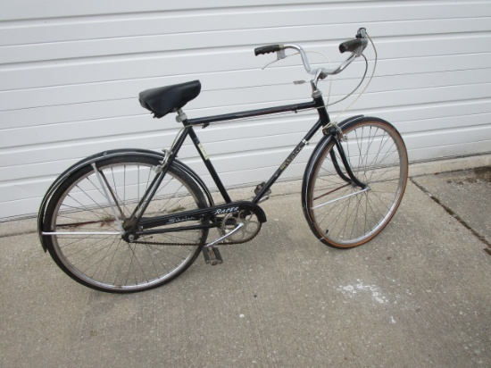 9-Schwinn Racer. Men’s model. Black color. 21” down tube length. Black color fenders.