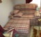 LOVE SEAT / HIDE A BED AND MATCHING OTTOMAN MATCHES LOT # 37