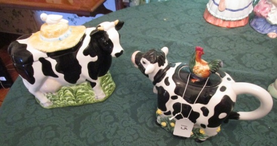 COW COOKIE JAR AND TEA KETTLE