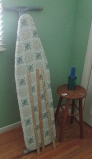 GROUP OF ITEMS, STOOL, IRONING BOARD