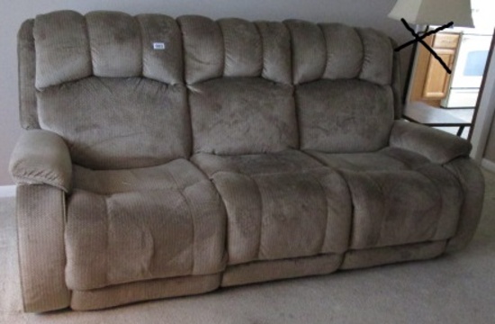 BROWN COUCH WITH RECLINERS ON EACH END