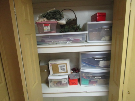 CRAFT ITEMS IN CLOSET IN BASEMENT