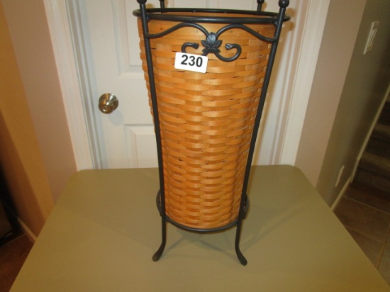 Longaberger umbrella basket ad wrought iron stand