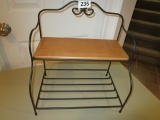 Longaberger wrought iron bakers rack with wooden shelf