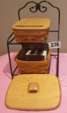 Longaberger wrought iron shelf with notepad and address baskets