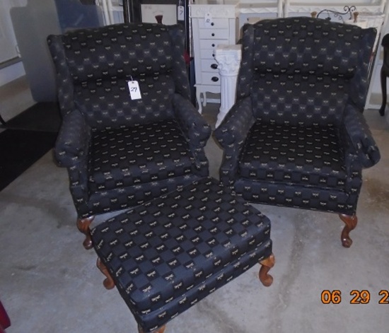 2 MATCHING WINGBACK CHAIRS