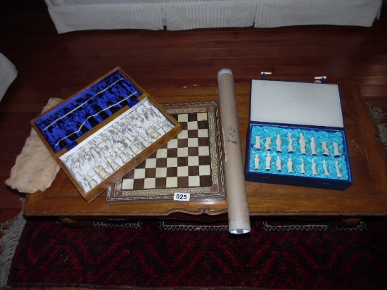 chess sets and board