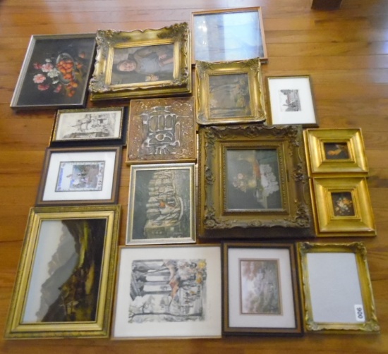 group of framed pictures