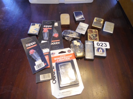 group of Zippo Lighters