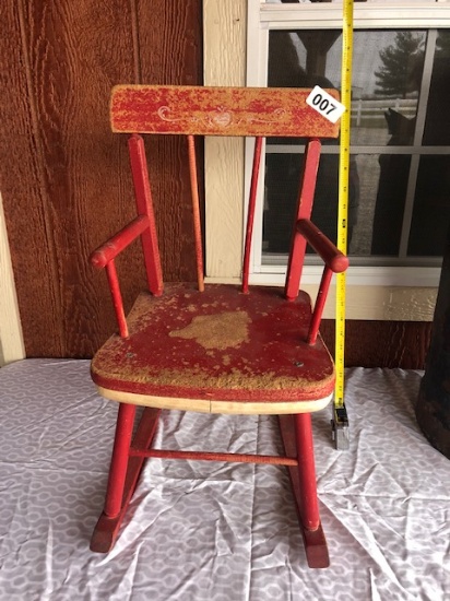 Childs Antique Red Rocking Chair