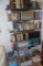 Large lot of books, shelf, and boxes
