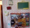 group of toys and chalkboard
