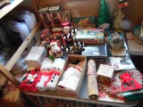 card table and Christmas items