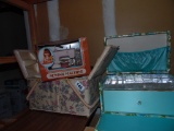 Two sewing boxes and Childs sewing machine