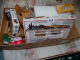Box of trains and train accessories