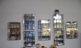 Seven cabinets with crystal figurines